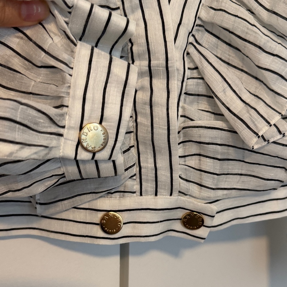 Sandro Paris Striped Ruffle Blouse — Effortless Parisian Chic - Picture 3 of 4